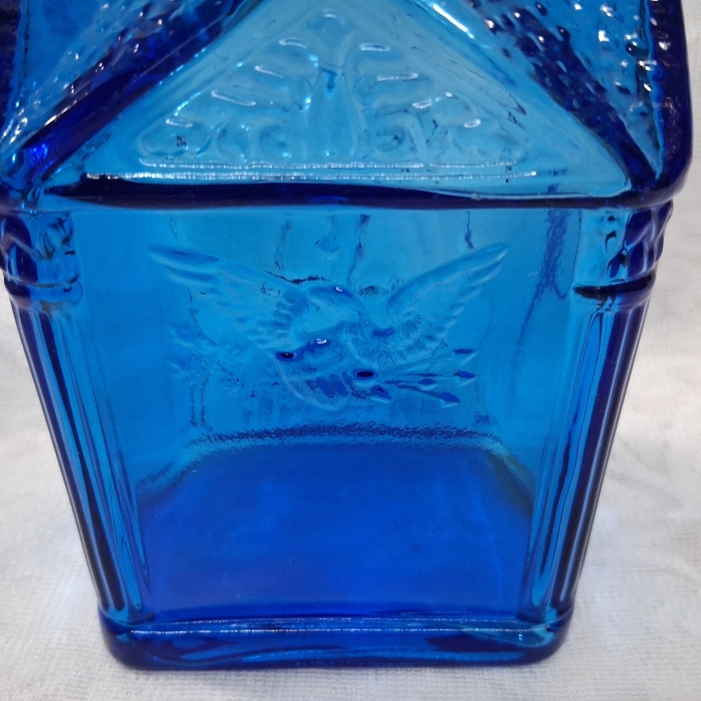 Vintage Wheaton Glass Paul Revere Bottle Cobalt Blue 1775 Eagle Americana 8" - Picture 7 of 14